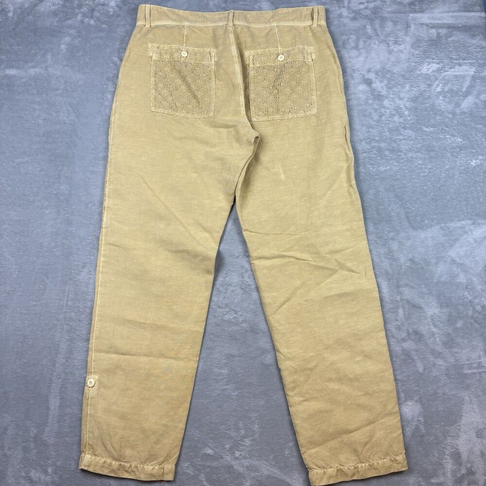 Sundance Linen Cotton Lace Detail Pants Beige Boho Cottagecore Womens Size 14 - Picture 6 of 10